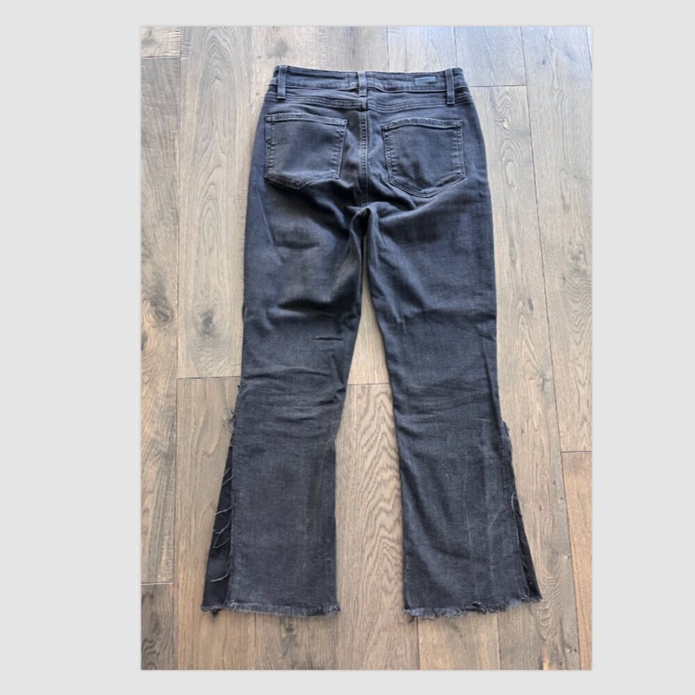 Paige Colette Crop Flare Jeans Size 27 Mid Rise Charcoal Black Denim Stretch - Picture 6 of 8